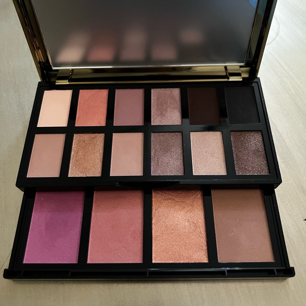 Lancome Eyeshadow Palette with Pink, Brown, and Gold Shades